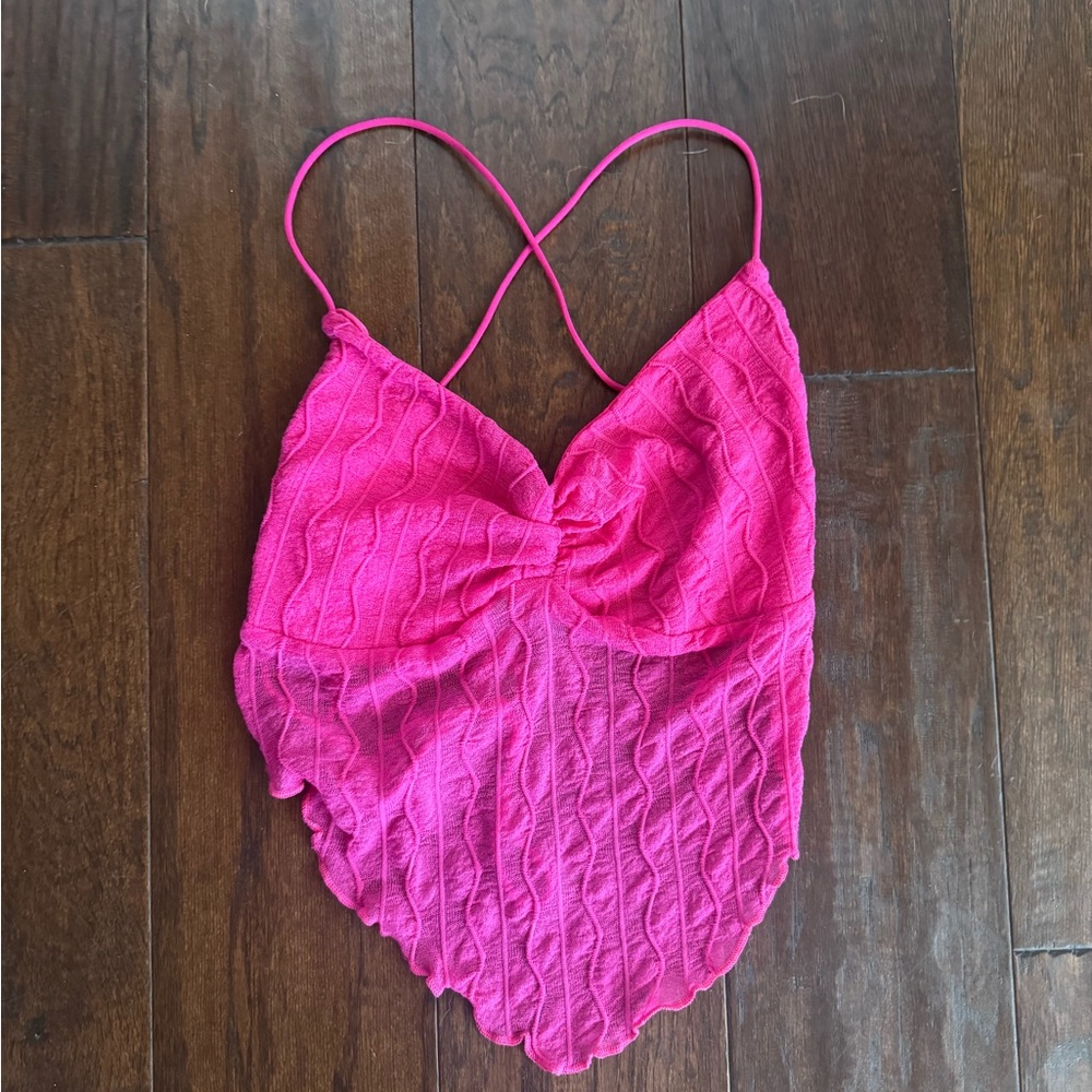 Pink Backless Crop Top